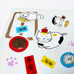 Original Design White Sticker - Cat Blessings by Seed Cone 3枚目の画像