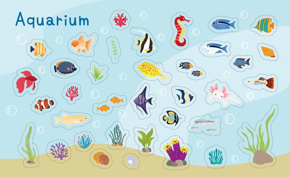 Original Design White Sticker - Aquarium by Seed Cone 2枚目の画像