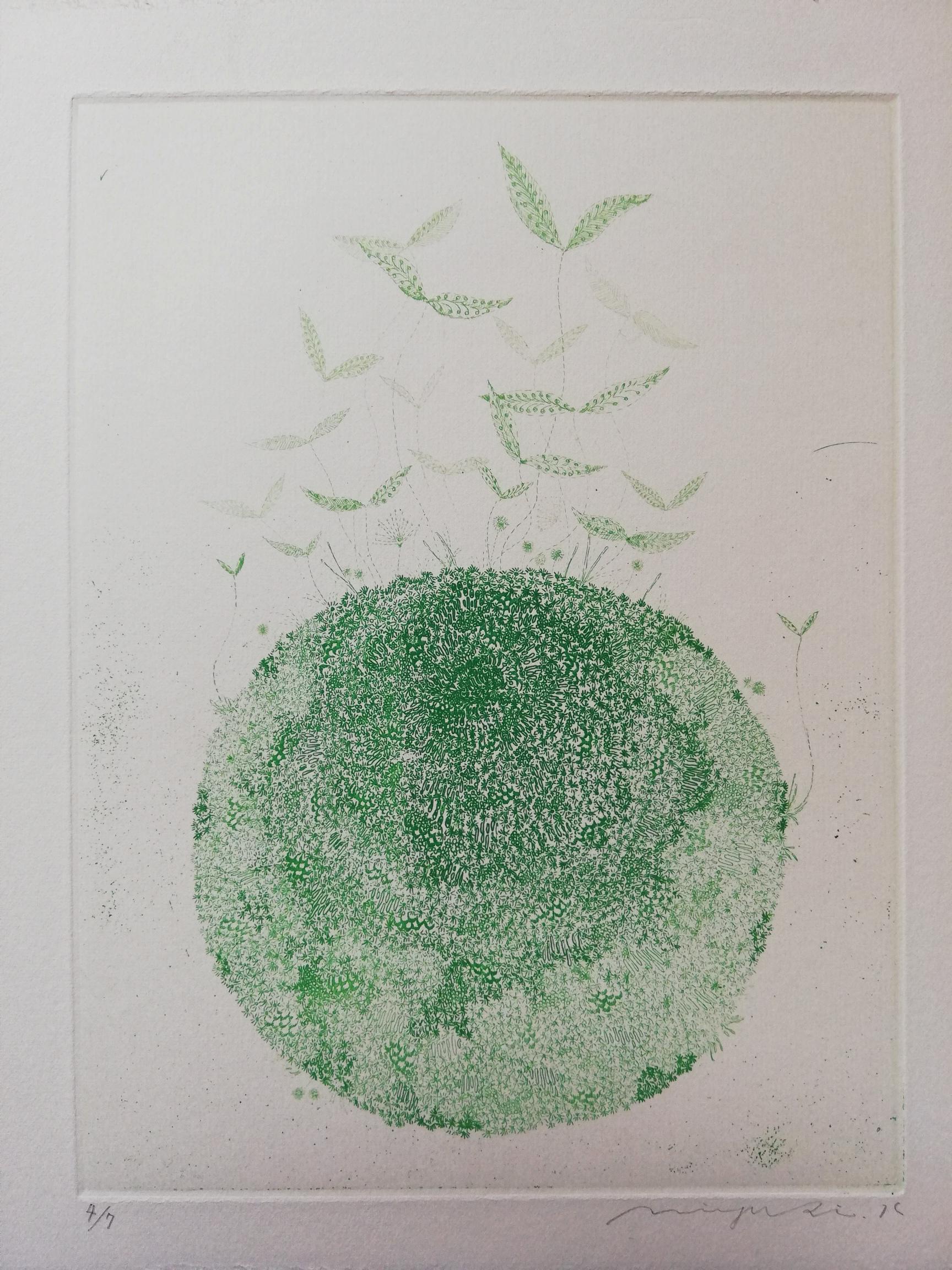 銅版画作品 「こけだま」