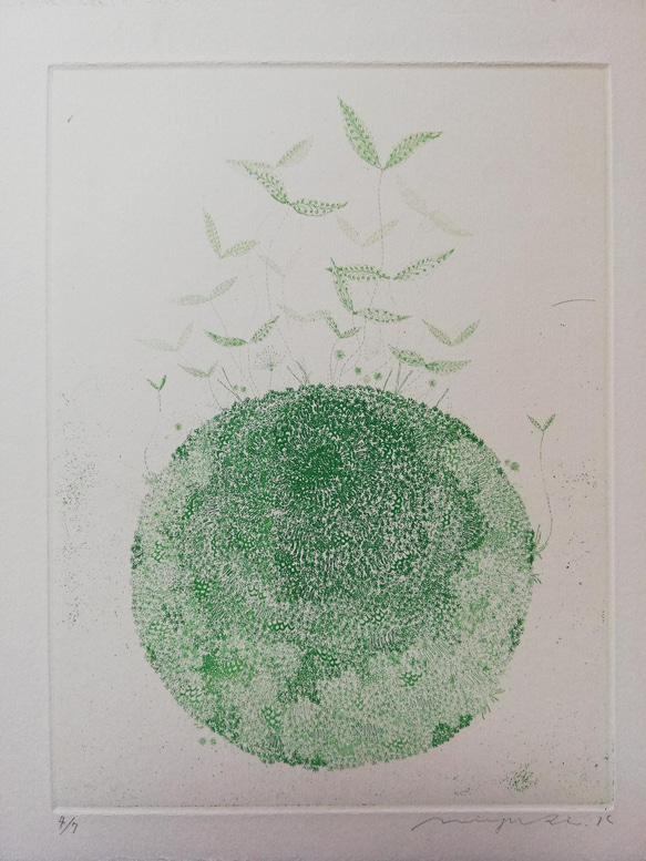 銅版画作品 「こけだま」 1枚目の画像