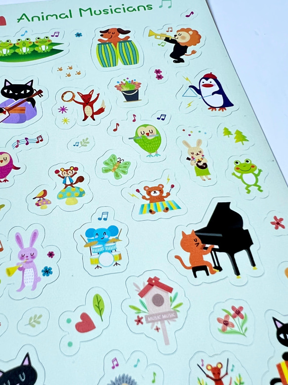 Original Design White Sticker - Animal Musicians by Seed Con 3枚目の画像