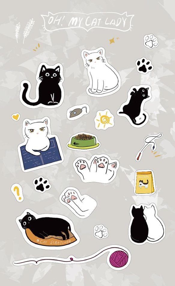 Original Design White Sticker - OH MY CAT LADY by Seed Cone 1枚目の画像