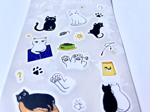 【ステッカー】高質感白底防水貼紙-OH MY CAT LADY White Sticker 第3張的照片