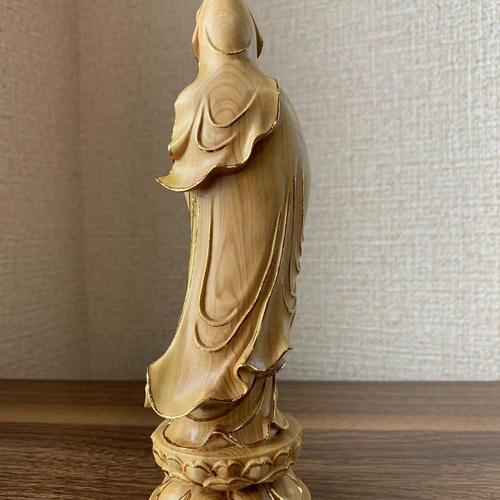木彫 仏像 観音菩薩様像 ツゲ、金箔 その他置物 楽天ショップ【星凌