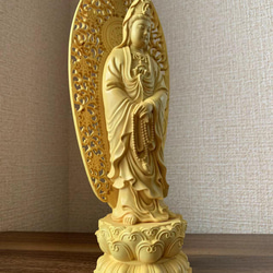 木彫　仏像　観音菩薩様像　ツゲ 4枚目の画像