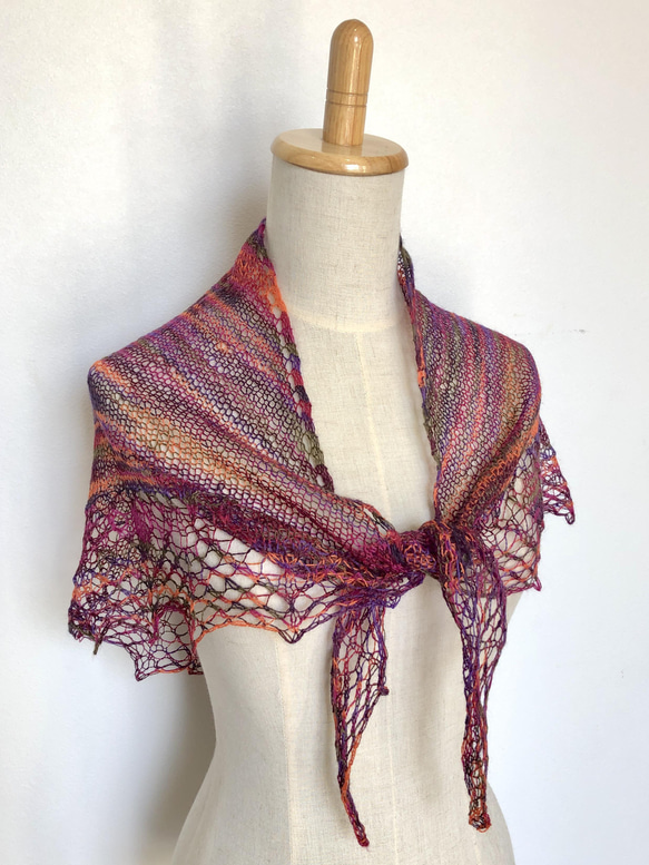 極細レース三角ショール マルチカラーMIX ストール
