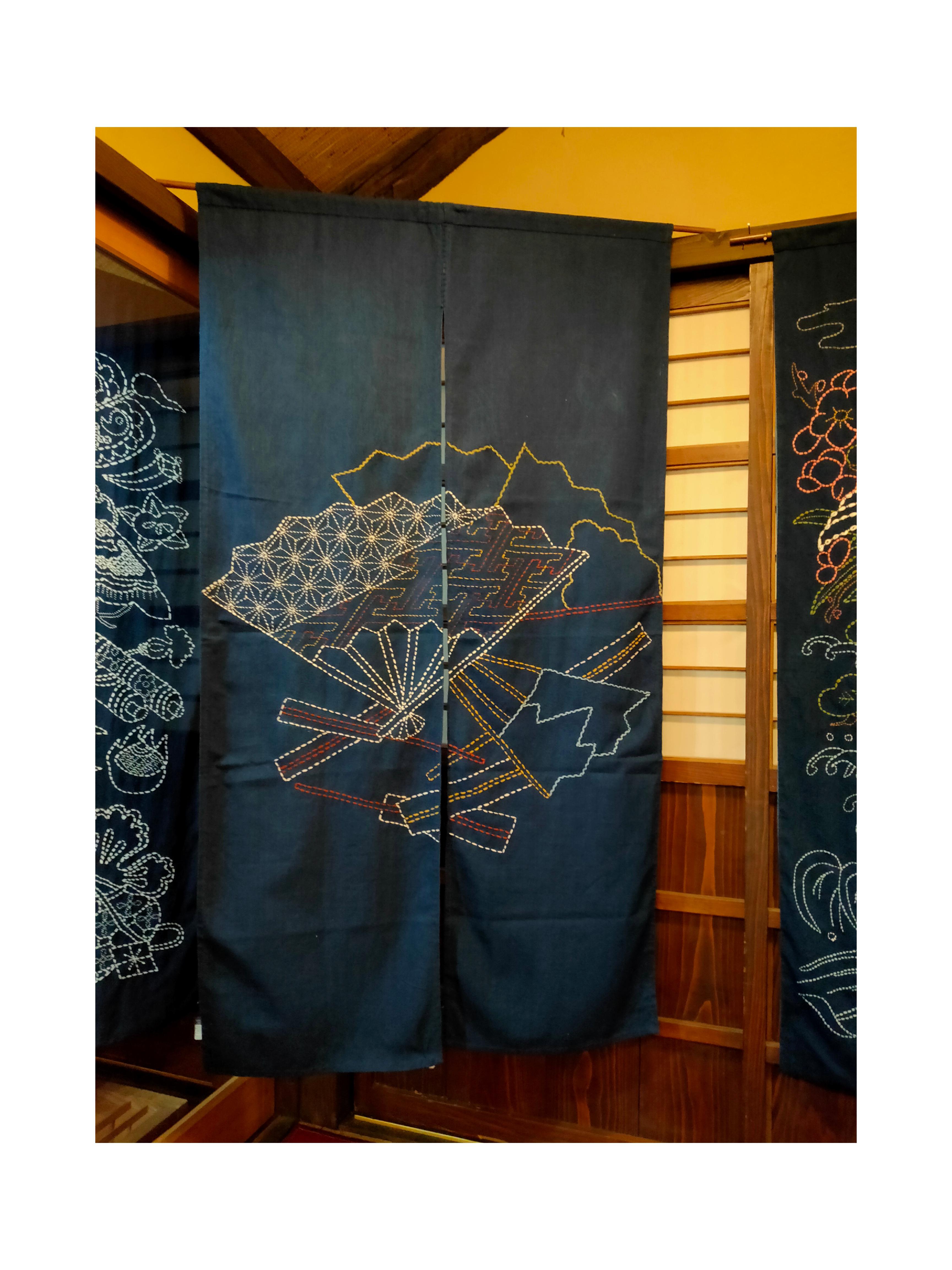 藍染刺子暖簾 手仕事品