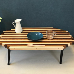 送料無料】 ローテーブル 和風 木組縦格子 収納付き90cm 45cm 杉