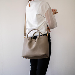 2way Bag 高品質真皮單肩包帶袋成人優雅【沙米色】 第4張的照片