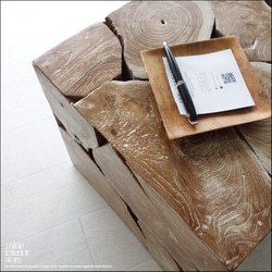 無垢 チークブロックスツールNW22 椅子 イス ベンチ チェア ナチュラル 手作り家具 チェア 銘木 無垢材家具 5枚目の画像