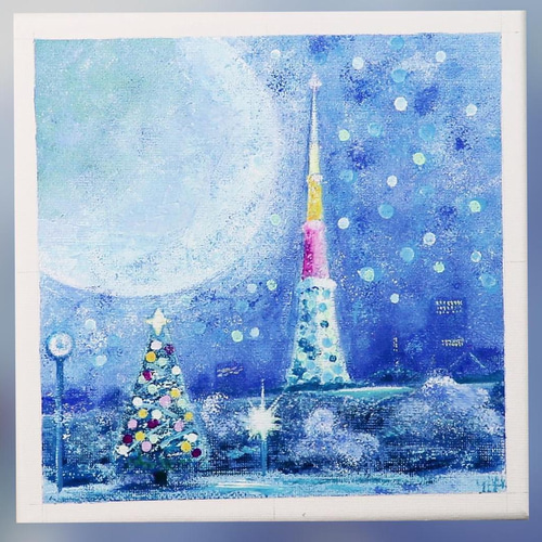 アクリル画クリスマスイルミネーション原画絵のみキャンバスボード