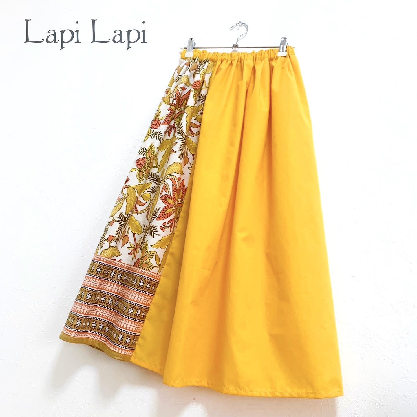 インド綿パッチワーク切り替えスカート サンフラワー