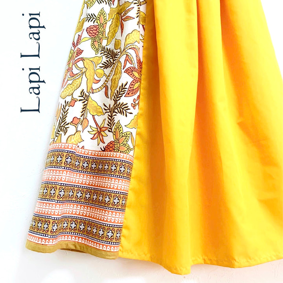 インド綿パッチワーク切り替えスカート サンフラワー 2枚目の画像