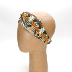 【 大地回春-草木綠新色配塔  幾何圖案  髮帶 bohemian headband 】 第7張的照片