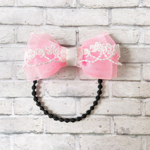 プリンセスリボン・レース（ベビーピンク）for キッズ 2個セット  