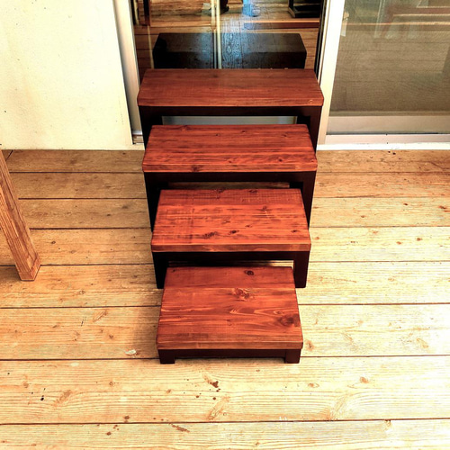 踏み台 4段 ダークブラウン 段差 ステップ ディスプレイ台 植木台