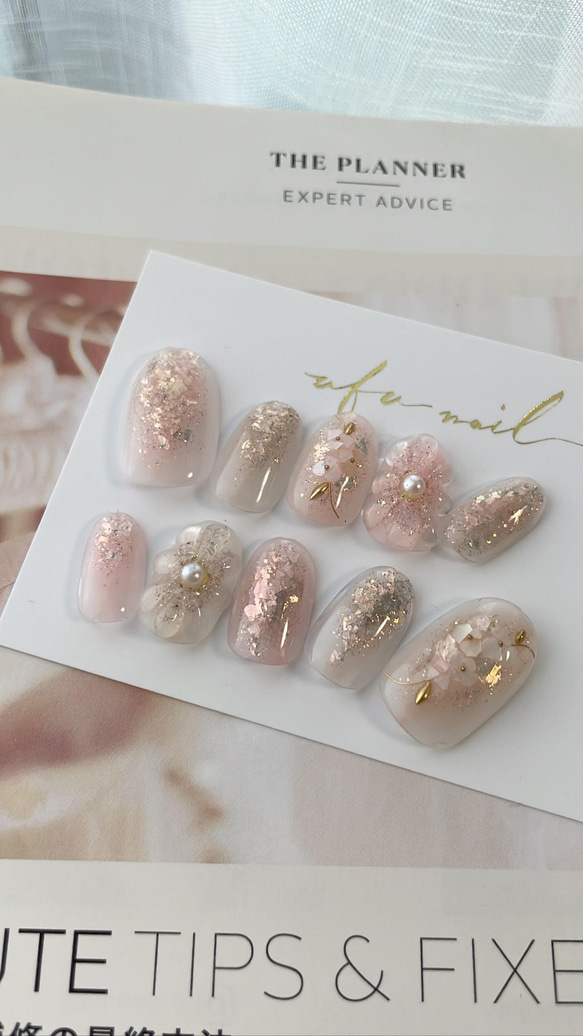 mocha gold luminous flower nail モカゴールド ルミナスフラワーネイル 2枚目の画像