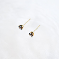 【天然石スモーキークォーツのシンプルな一粒スタッドピアス】ブラウン / 4mm /サージカルステンレス/つけっぱなしok 6枚目の画像