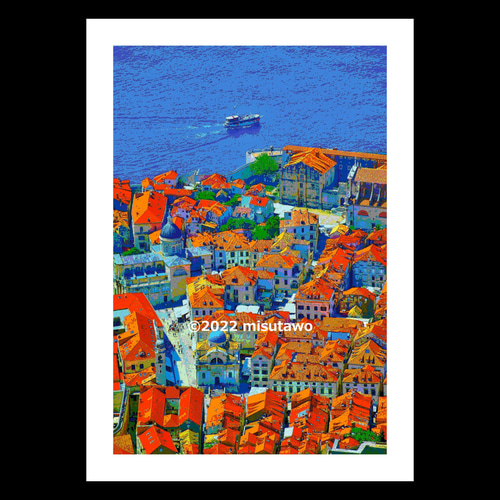 油絵　クロアチア　ドブロブニク　床屋　原画 油絵 クロアチア ドブロブニク 床屋 原画 油絵 クロアチア