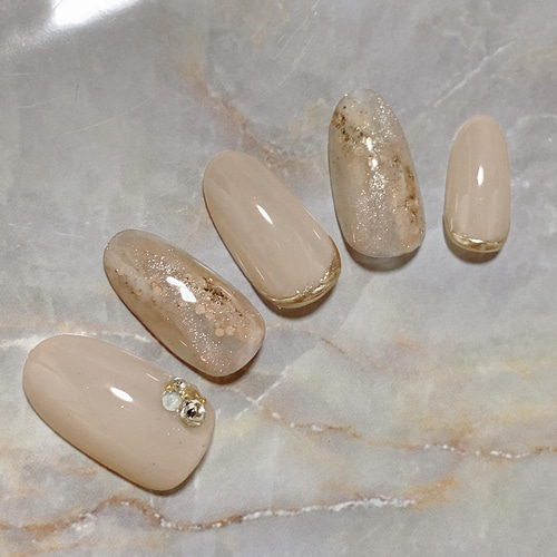 マグネットニュアンスネイル 春ネイル スプリング ヌーディ 付け爪