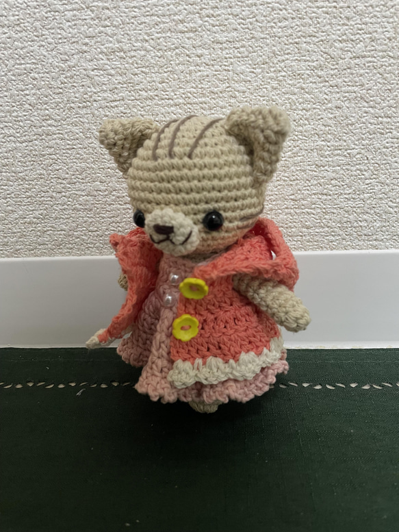 【送料無料】癒しのあみぐるみ　おでかけねこちゃん　ハンドメイド 4枚目の画像