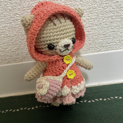 【送料無料】癒しのあみぐるみ　おでかけねこちゃん　ハンドメイド 2枚目の画像