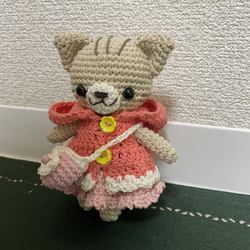 【送料無料】癒しのあみぐるみ　おでかけねこちゃん　ハンドメイド 3枚目の画像