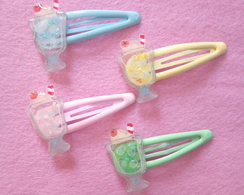 クリームソーダとくまさん☆5センチパッチンピン クリームソーダとくま