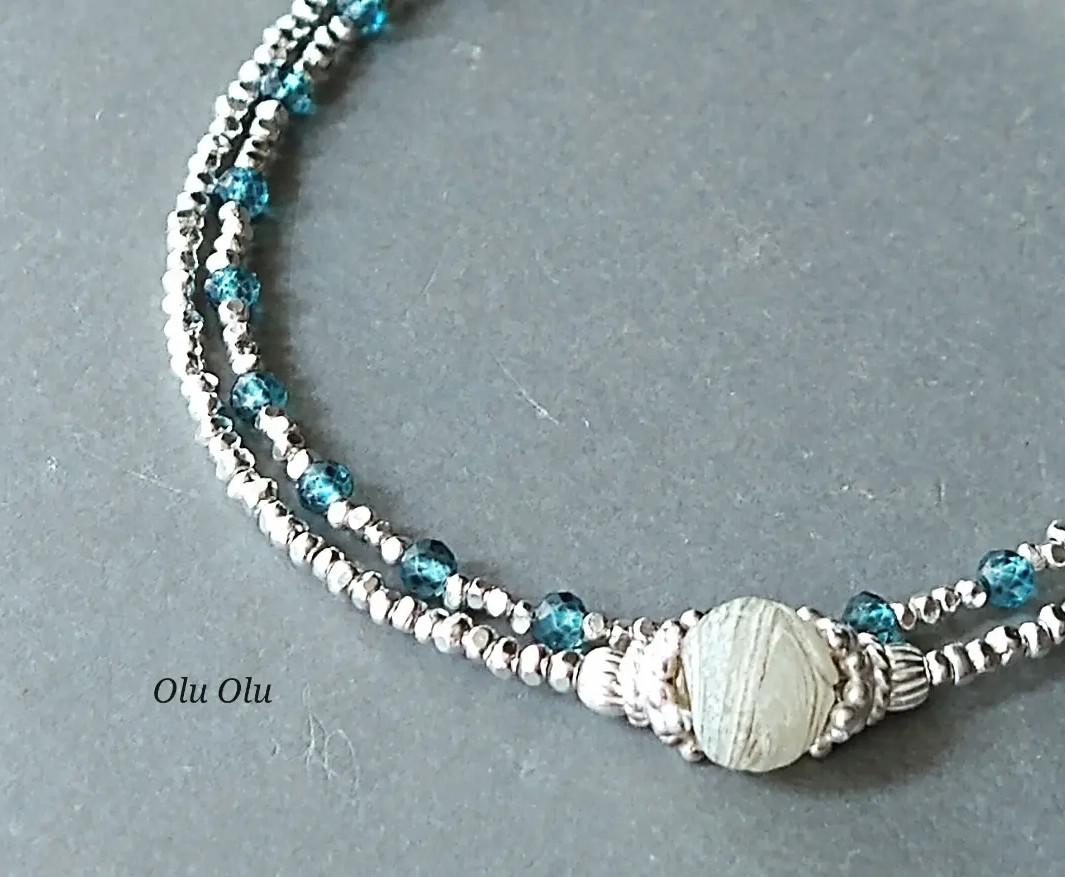 アンティークドゴンビーズ×ロンドンブルートパーズ×カレンシルバーのブレスレット