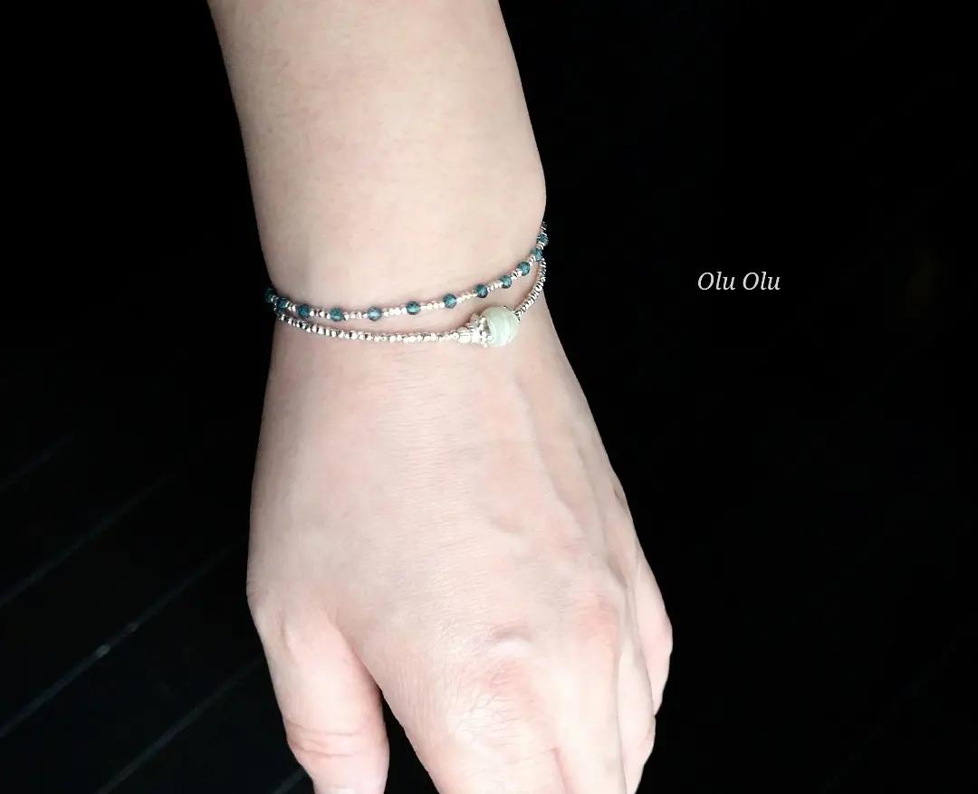 アンティークドゴンビーズ×ロンドンブルートパーズ×カレンシルバーのブレスレット