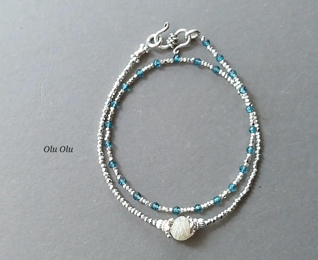 アンティークドゴンビーズ×ロンドンブルートパーズ×カレンシルバーのブレスレット