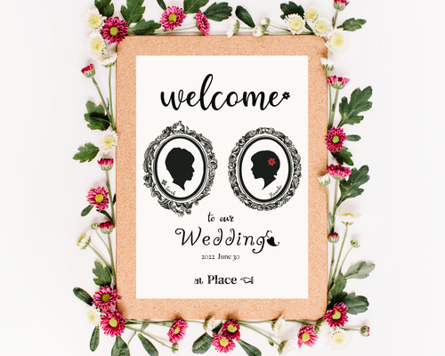 ウェルカムボード】 #B お二人の似顔絵シルエットを描きます