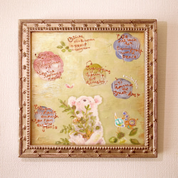 spring gardenオイルパステル原画　額付き spring gardenオイルパステル原画 額付き spring gardenオイル