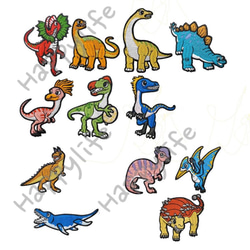 12枚入　恐竜刺繍アイロンワッペン　まとめ 1枚目の画像