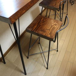 ハイカウンター用座面高50・ハーフ背もたれ付きイス（1脚） ハイ・カウンターテーブル用　ダイニングテーブル用　鉄脚椅子 17枚目の画像