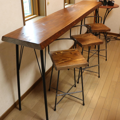 用座高オーダー60から70センチ ハーフ背あり椅子 カゴ置けまます