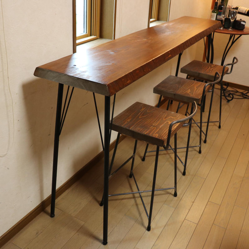 用座高オーダー60から70センチ ハーフ背あり椅子 カゴ置けまます
