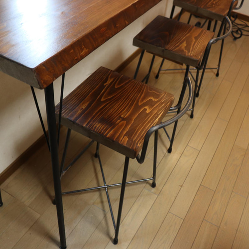 用座高オーダー60から70センチ ハーフ背あり椅子 カゴ置けまます