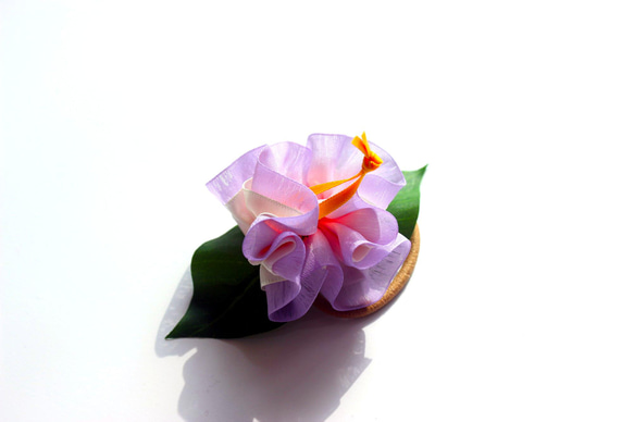 木槿花髮帶/紫色透明紗/用於草裙舞、浴衣和尤克里裡演奏會/夏威夷花彈力絲帶配件 第1張的照片