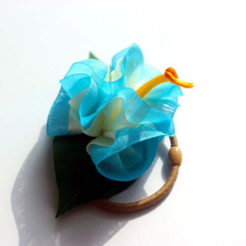 ハイビスカス・ヘアゴム／オーガンジー4個セット／フラに浴衣に  