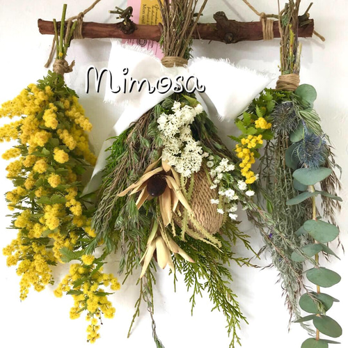 ✳︎ミモザ2種のガーランド✳︎リース✳︎ ミモザのガーランド | petit chocolat プティショコラ