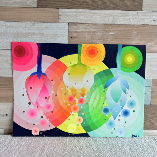 No.5 花燈』癒やしとグラデーションのアクリル画 アート akaneko