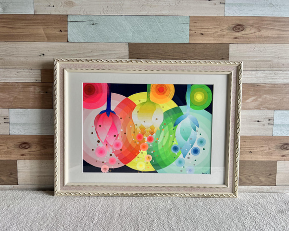 No.5 花燈』癒やしとグラデーションのアクリル画 アート akaneko
