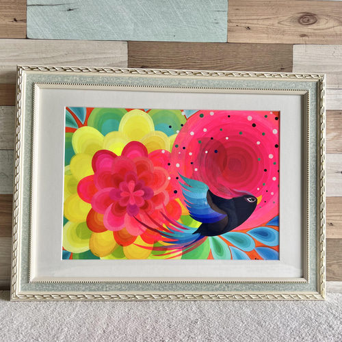 アクリル画　花の絵 額装絵画☆花の絵☆ガーデン フラワー 花 版画 アクリル画