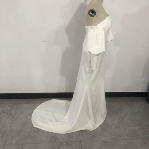 豪華！ エレガント ウエディングドレス オフショル ショートトレーン  