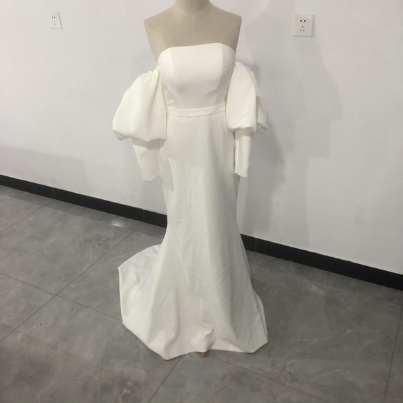 豪華！ エレガント ウエディングドレス オフショル ショートトレーン  