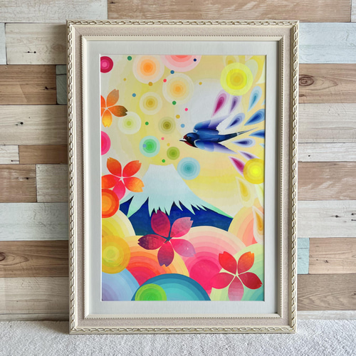 ヒョウ】アクリル画 イラスト BAEZ3 A4サイズ額装付き 【公式通販】