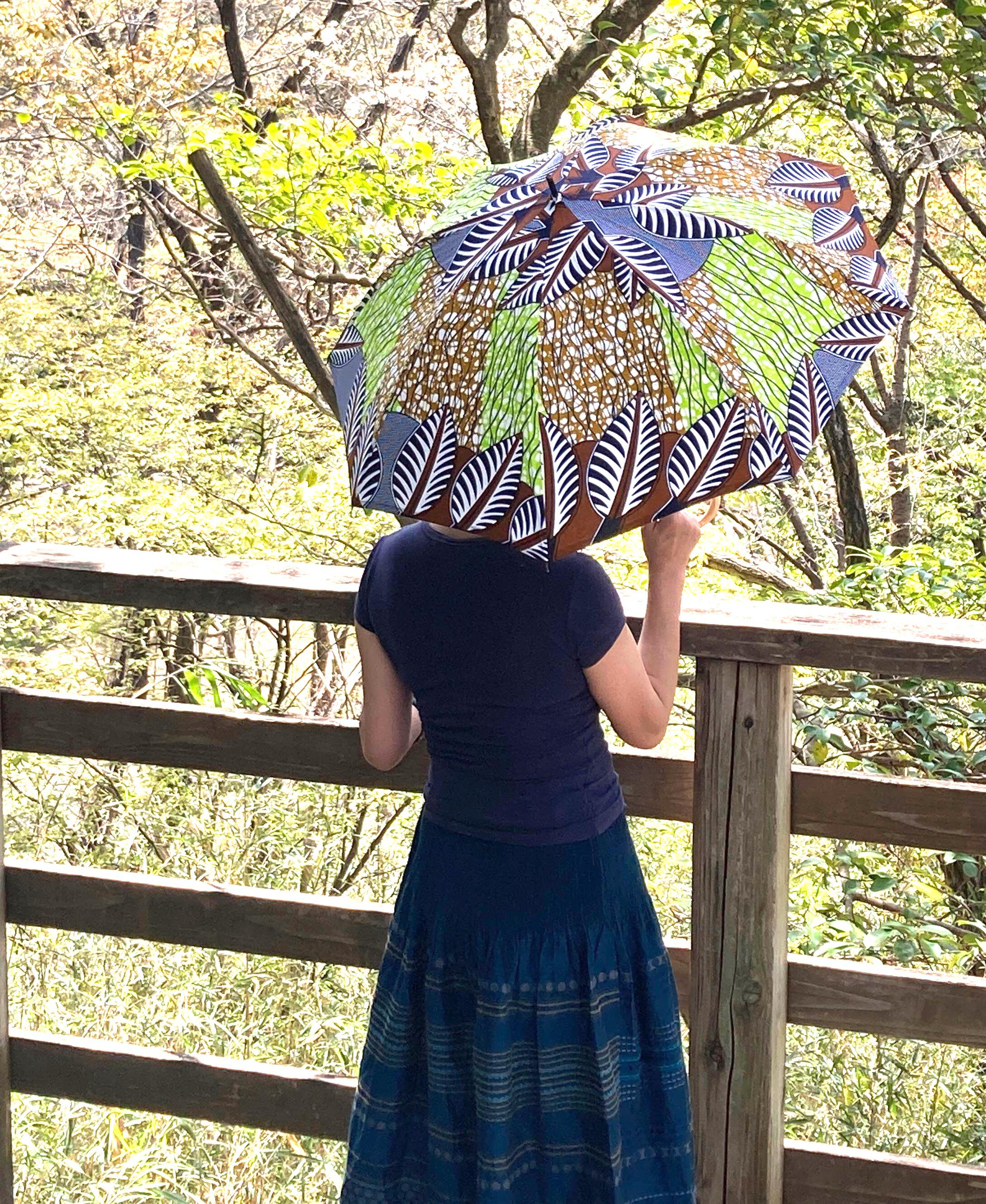 アフリカンプリント　日傘　花柄