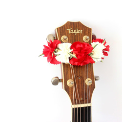 ギターリボンレイ カーネーション 楽器ストラップ ギターアクセサリー 母の日ギフト アロハ ハワイアンクラフト 演奏会 7枚目の画像