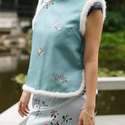 手作りチャイナドレス ブラウス 女性 ファッショナブルな刺繍 袖なし ピュアシルク製 オールハンドメイド一枚のみ#102 3枚目の画像